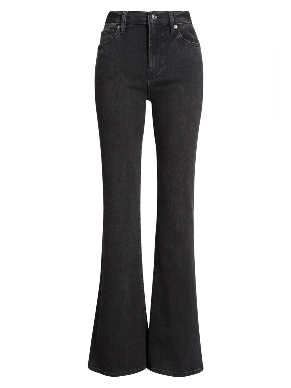 FRAME The Icon Mid-Rise Flare Jeans Size 27 in Meteor Black Superstretch Denim